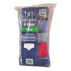 6-Pack George‎ Men's 3XL Mid-Rise Brief Underwear Tag-Free Wicking Odor Control
